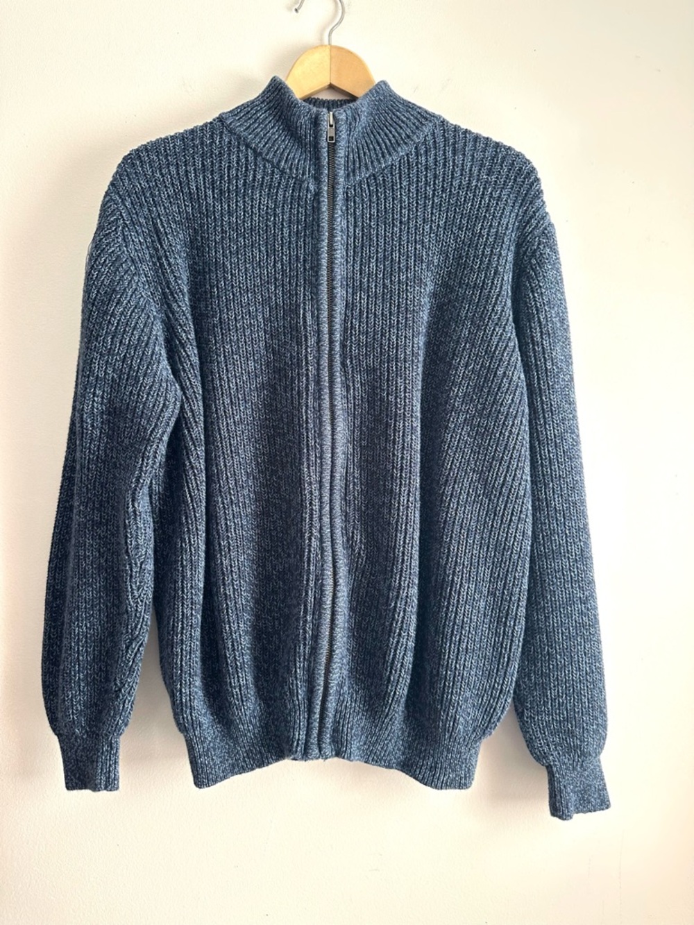 L.L.‎ Bean • Knit Ribbed Full Zip Sweater 100% Cotton